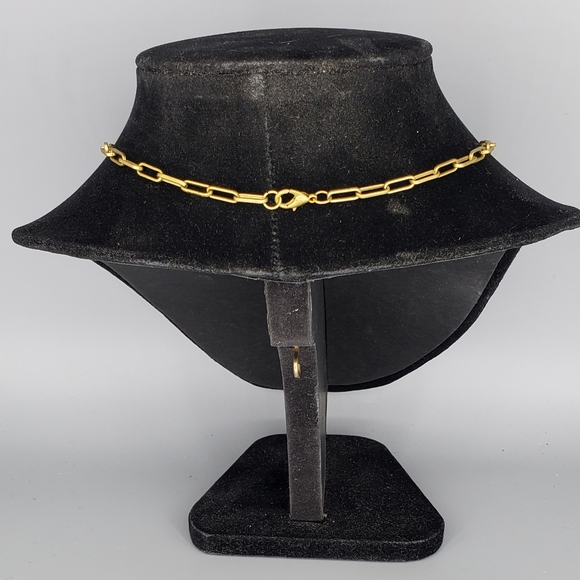 Crescent Moon Goldtone Beaded Paperclip Chain Necklace- One of a Kind - Picture 5 of 6